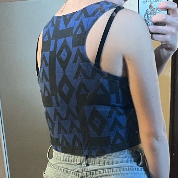Blue and black patterned tank top - Picture 4 of 4